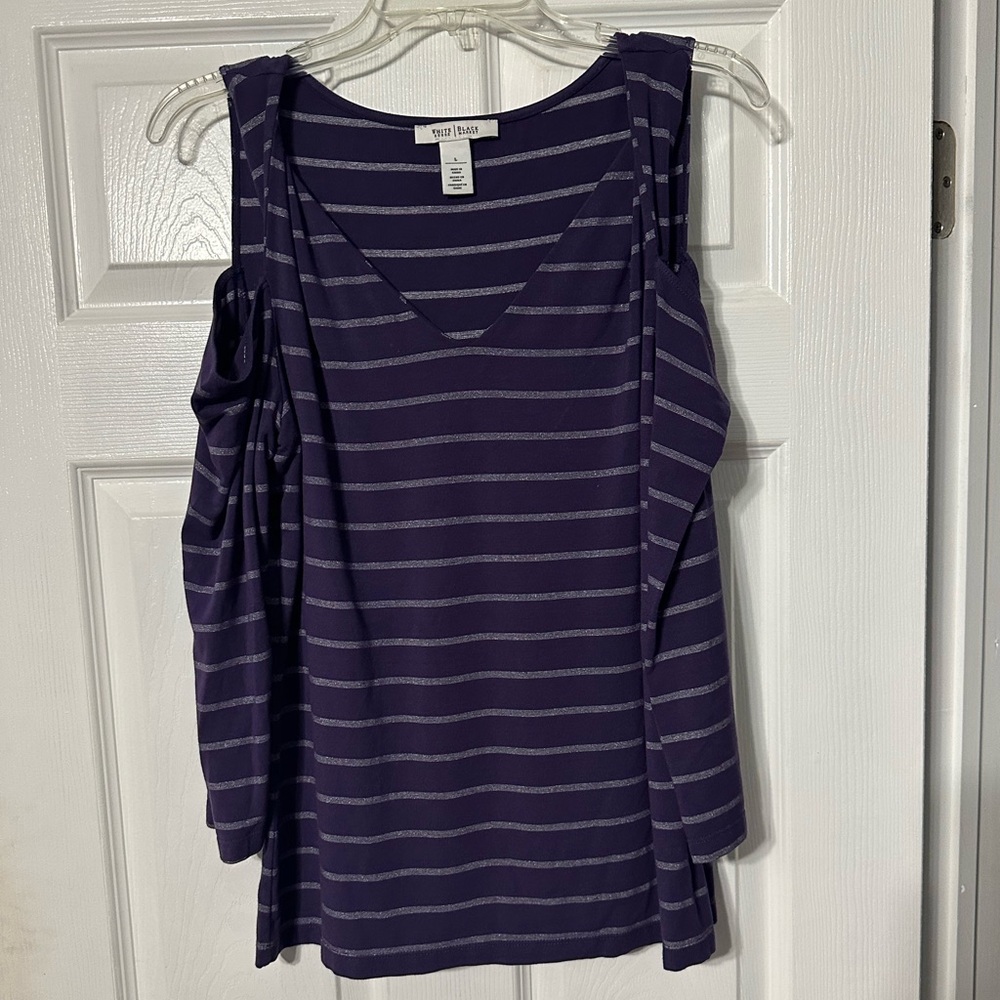 White House Black Market Twist Strap Cold Shoulder Top